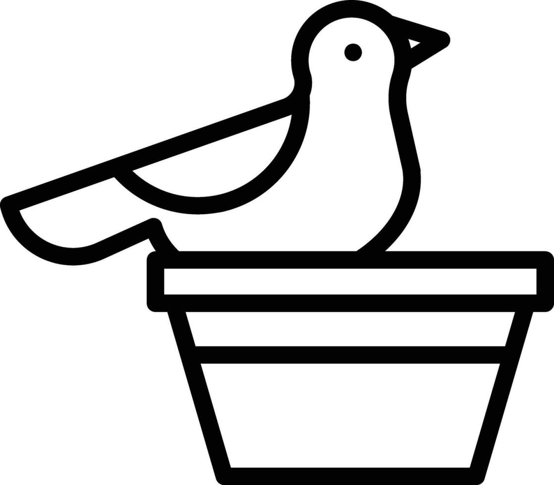 Bird on Flower Pot Vector Icon