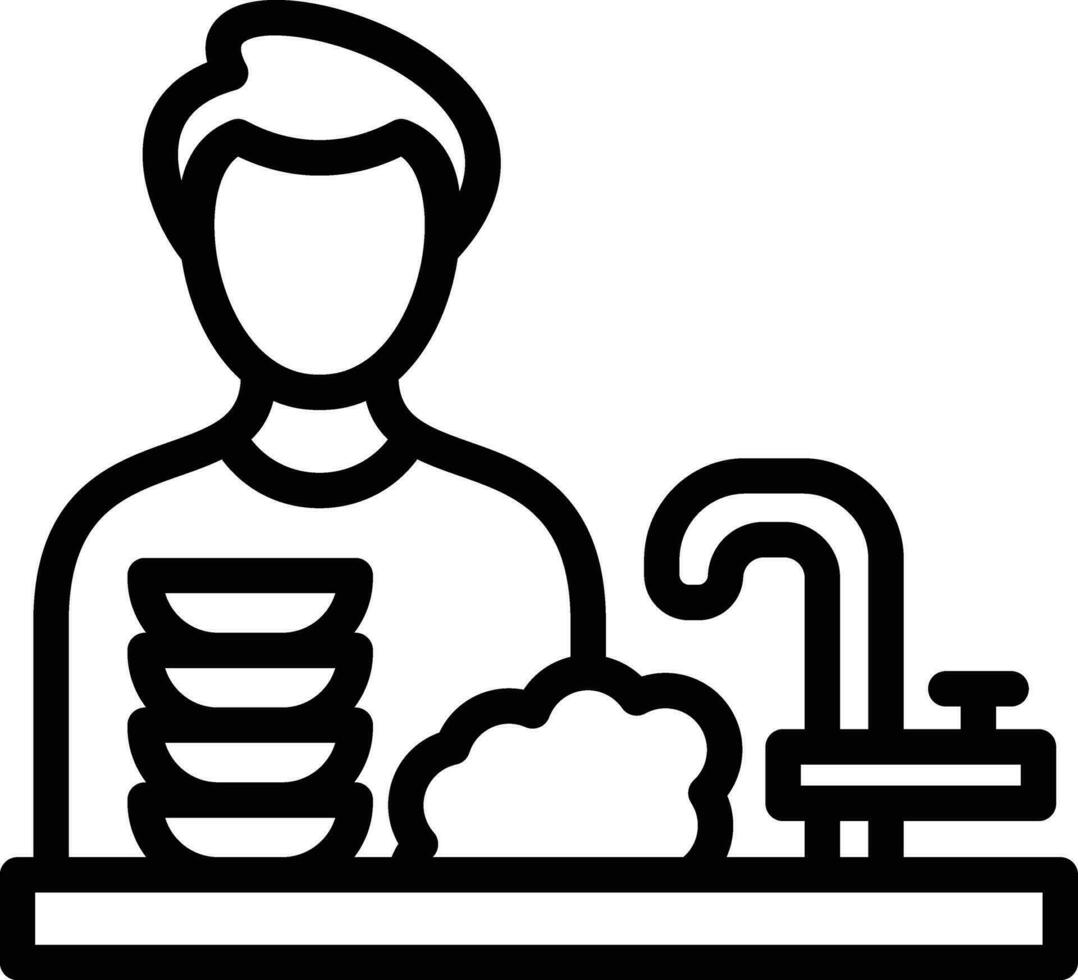 Man Washing Dishes Vector Icon