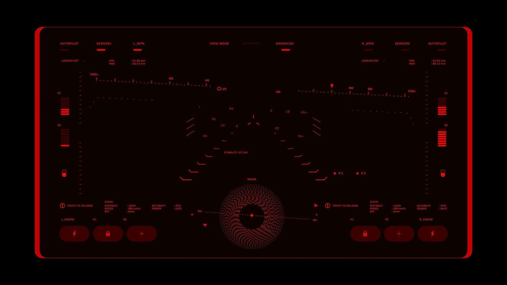 Sleek, simple hud design vector. 16x9 hud overlay vector