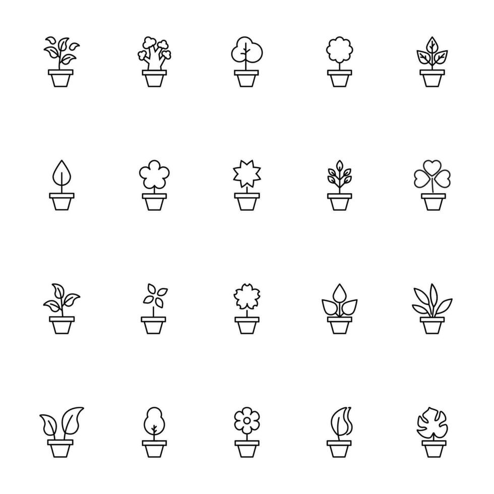 Pot Vector Line Icon Set