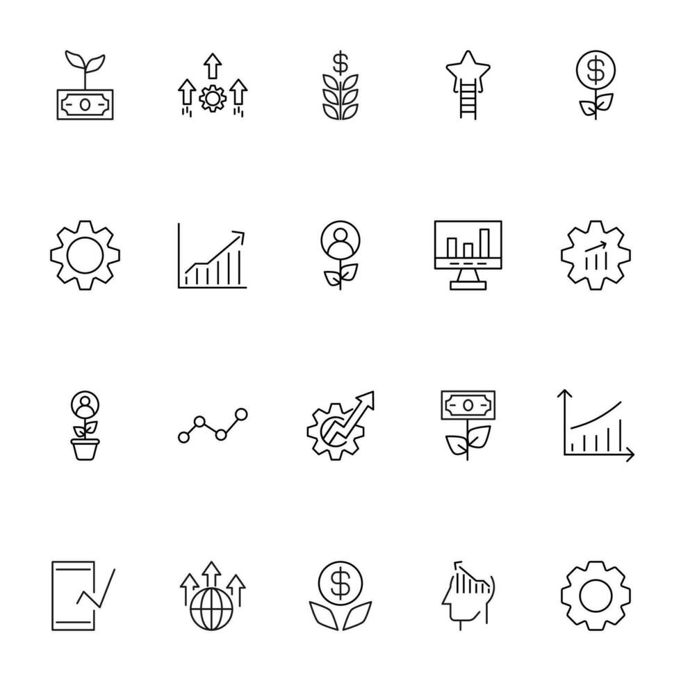 Business Vector Icons Collection. Suitable for books, stores, shops. Editable stroke in minimalistic outline style. Symbol for design