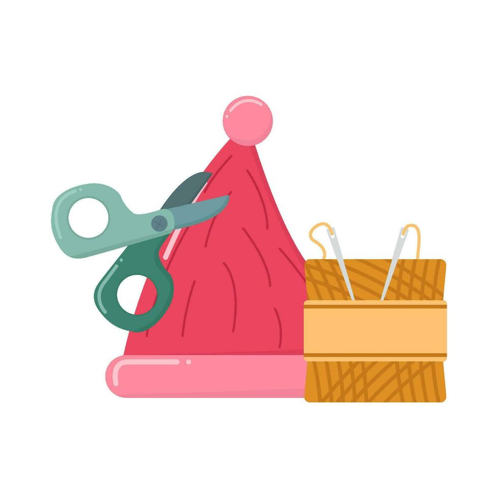 knitting with scissors illustration vector