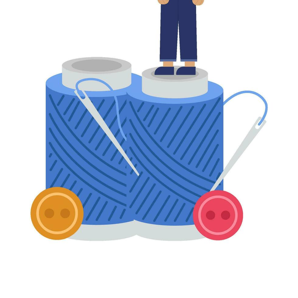 person in thread knit with button illustration vector