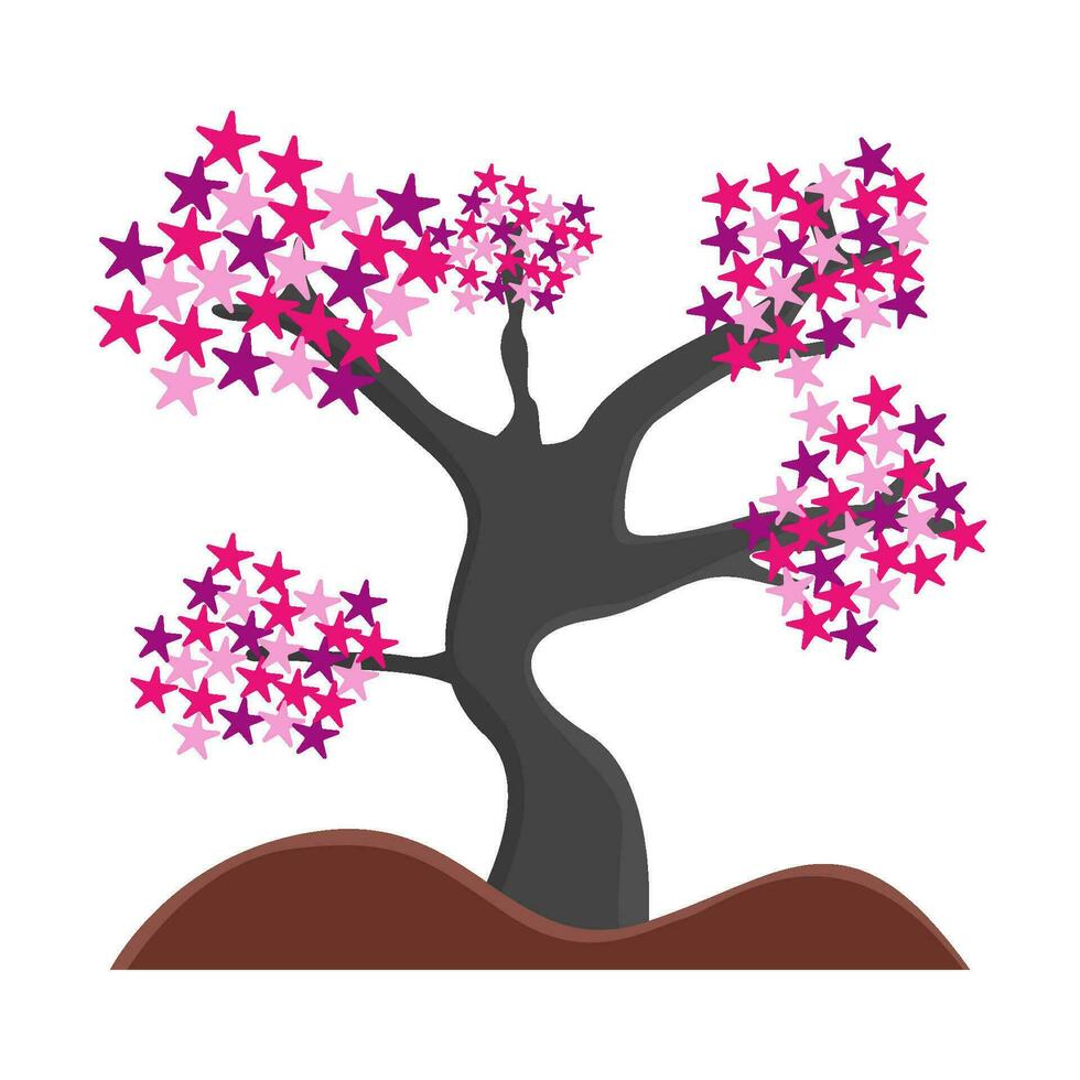 bonsai sakura flower in soil  illustration vector