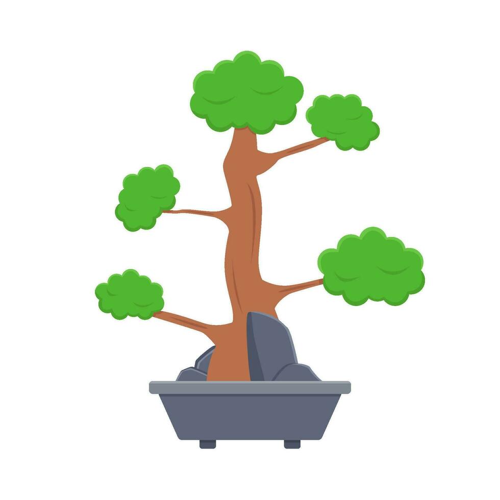 bonsai árbol en maceta ilustración vector