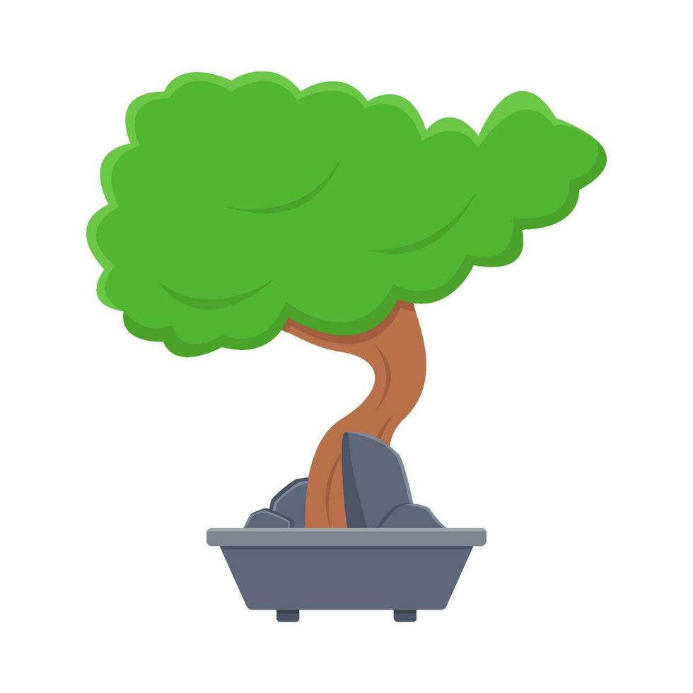 bonsai árbol en maceta ilustración vector