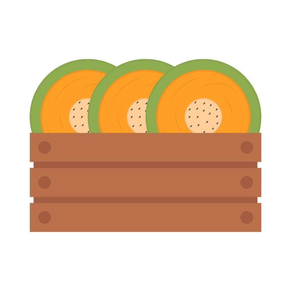 Cantalupo rebanada en cesta ilustración vector