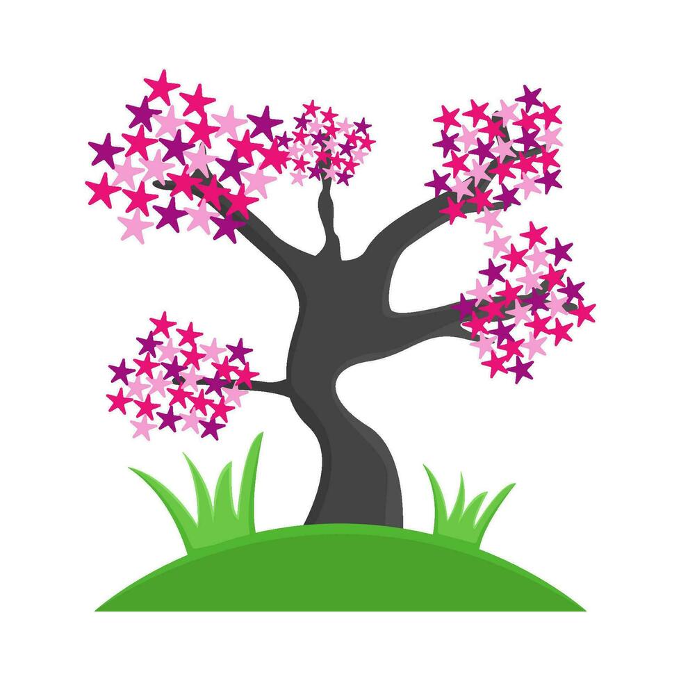 bonsai sakura flower in garden illustration vector