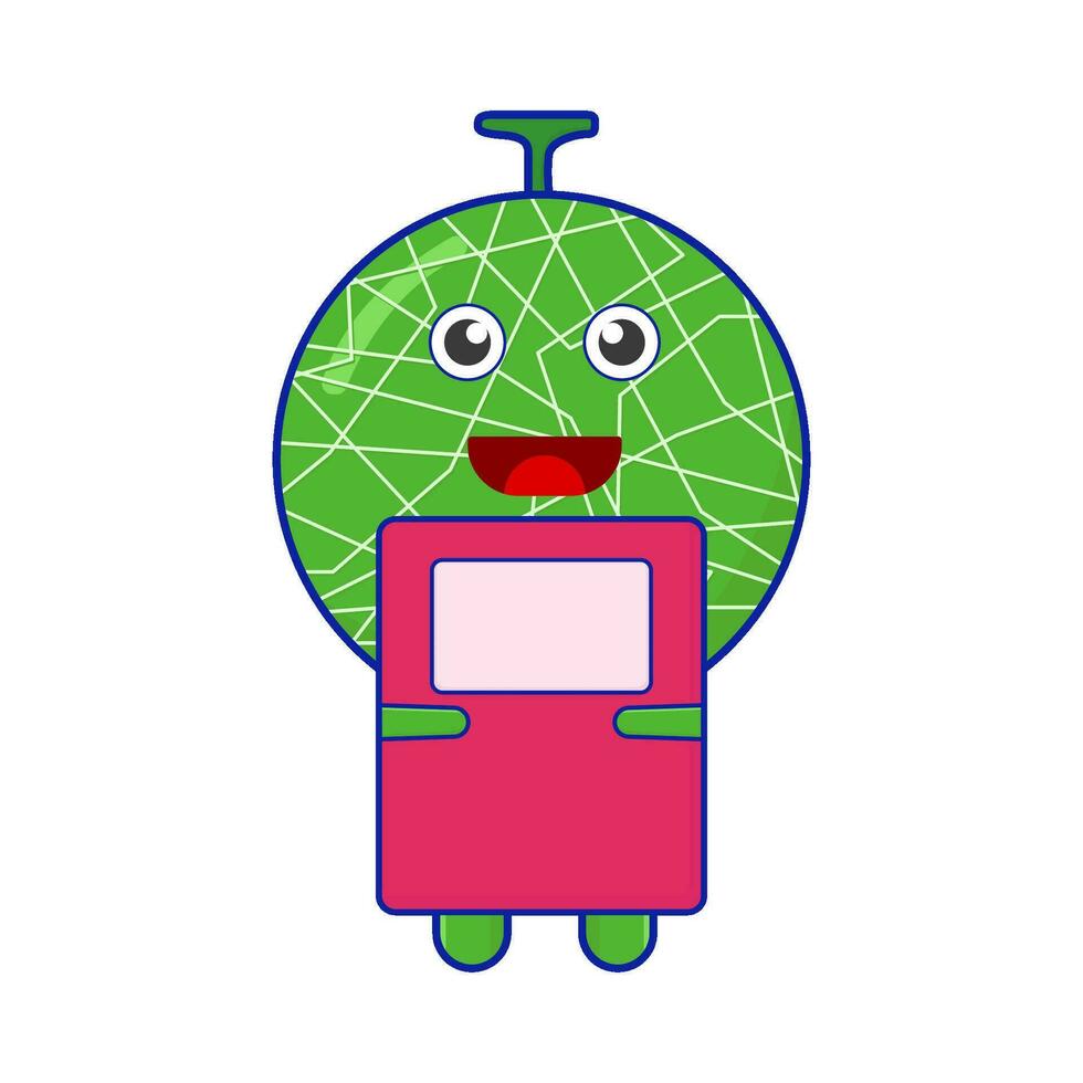 cantaloupe character with book illustration vector
