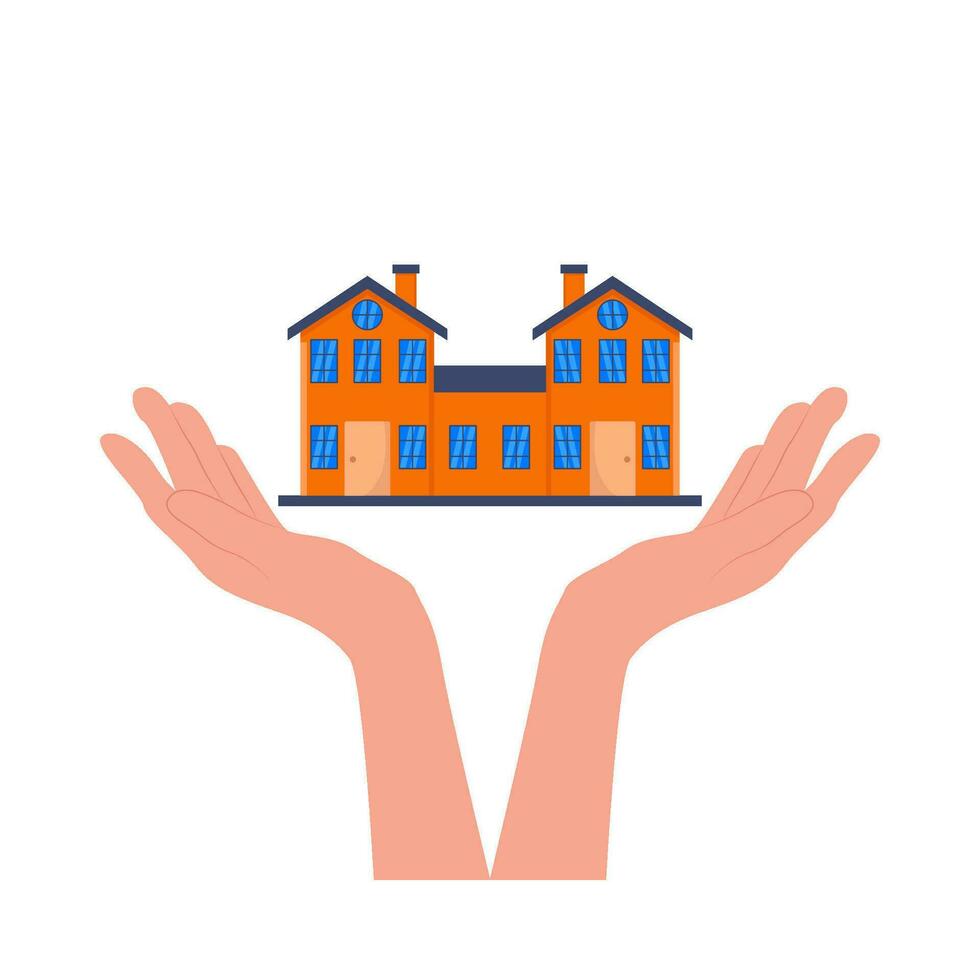home building in hand illustration vector