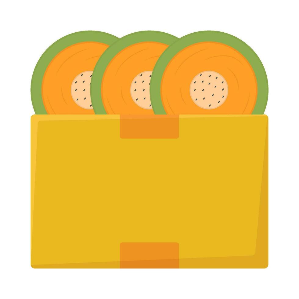 Cantalupo rebanada en caja ilustración vector