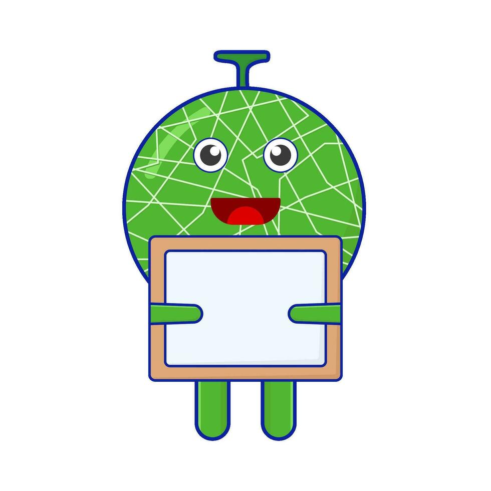cantaloupe character with board illustration vector