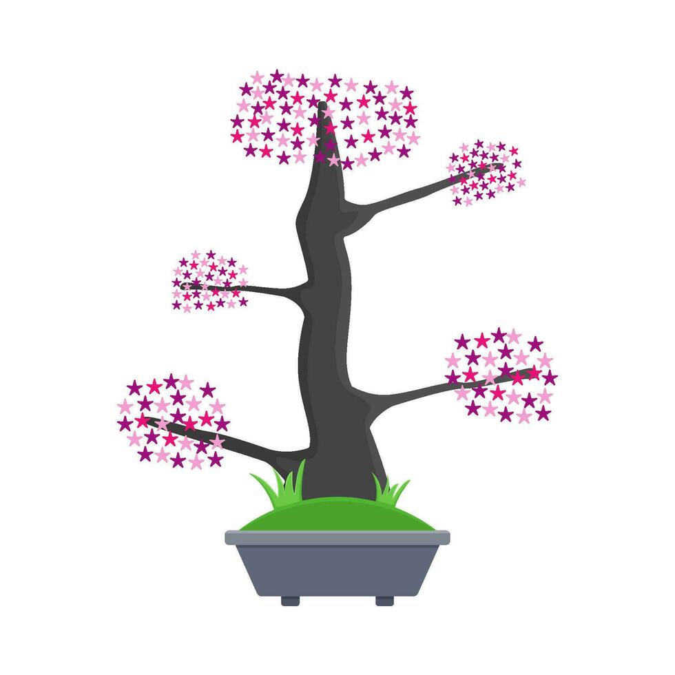 bonsai sakura flower in pot illustration vector