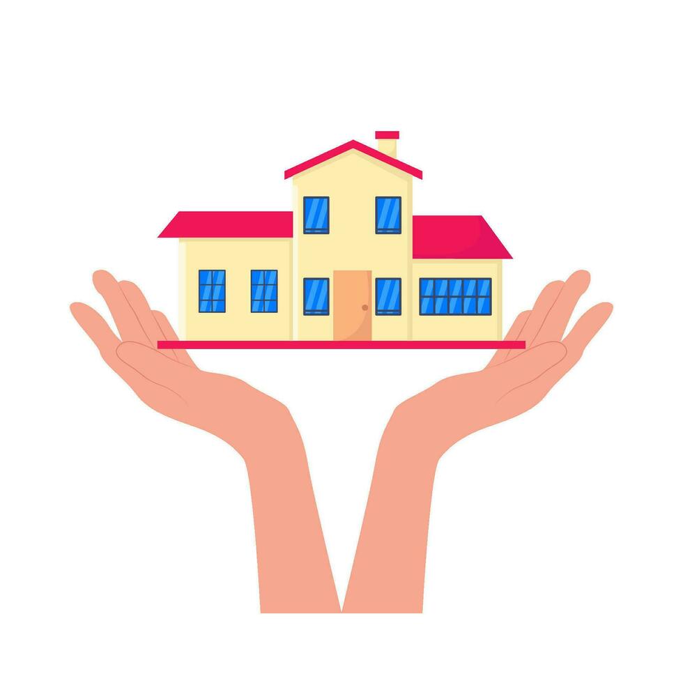 home building in hand illustration vector