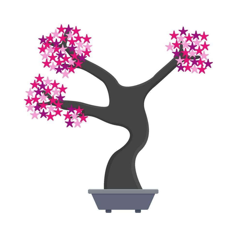 bonsai sakura flower in pot illustration vector