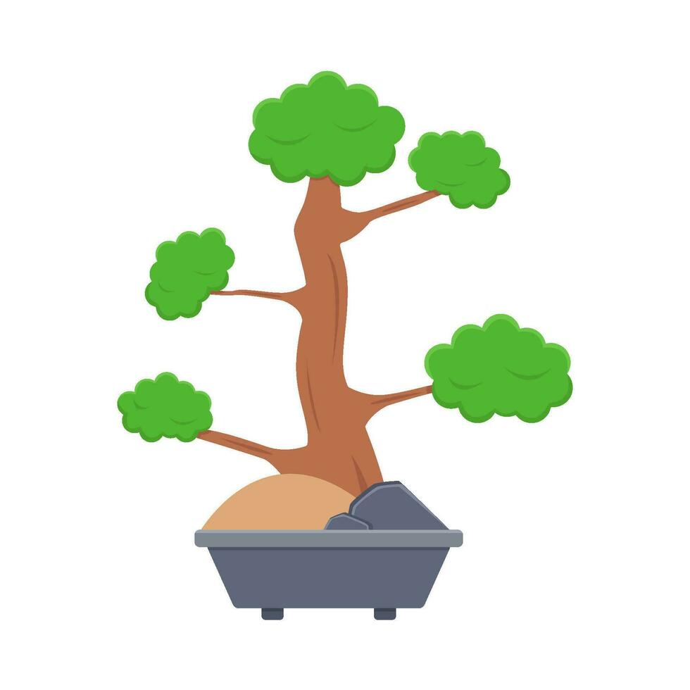 bonsai árbol en maceta ilustración vector