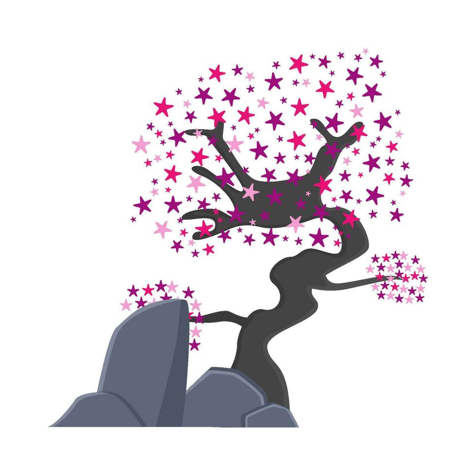 bonsai sakura flower in pot illustration vector