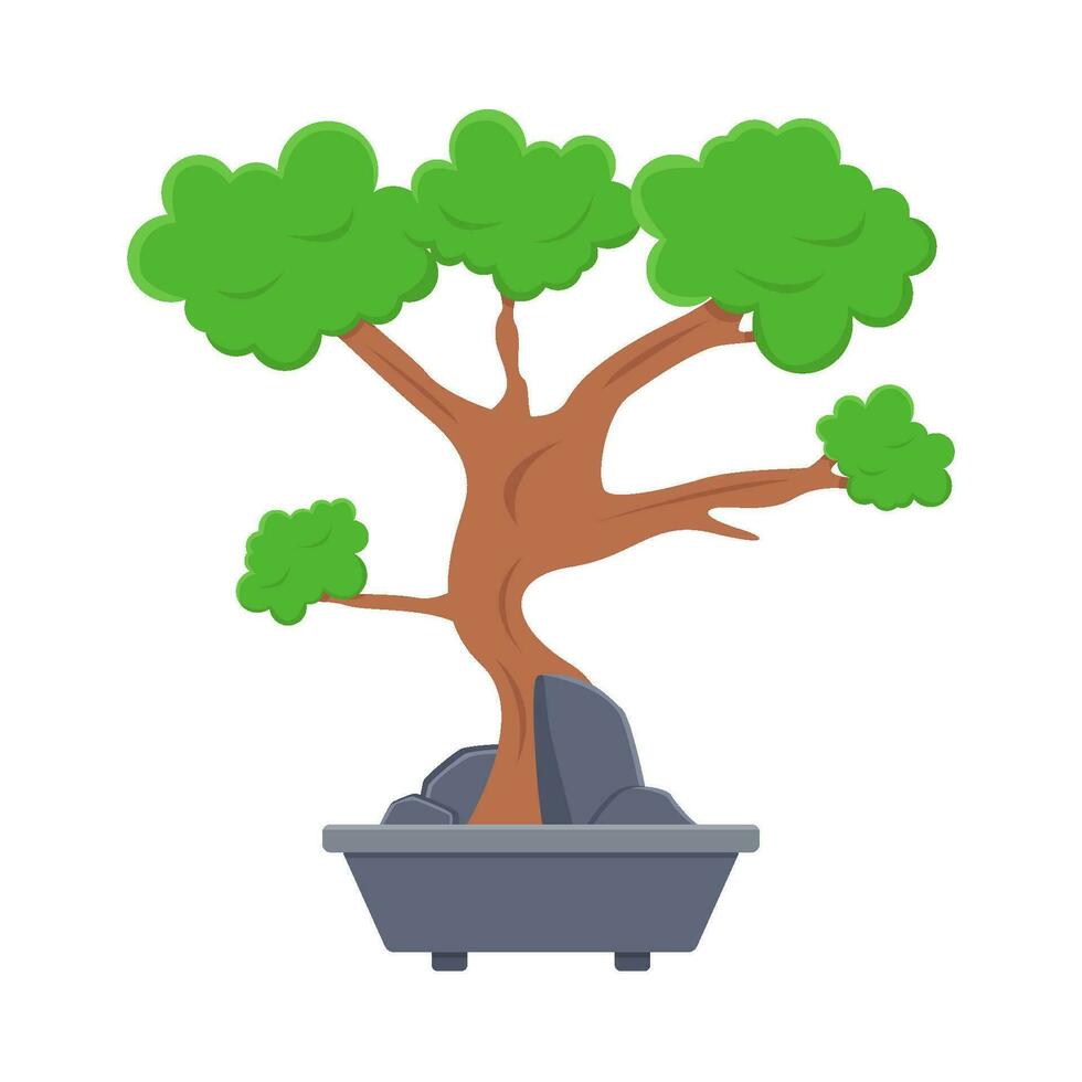 bonsai árbol en maceta ilustración vector