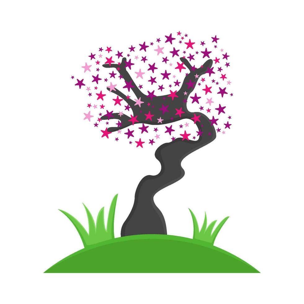 bonsai sakura flower in garden illustration vector