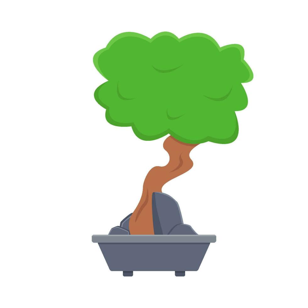 bonsai árbol en maceta ilustración vector