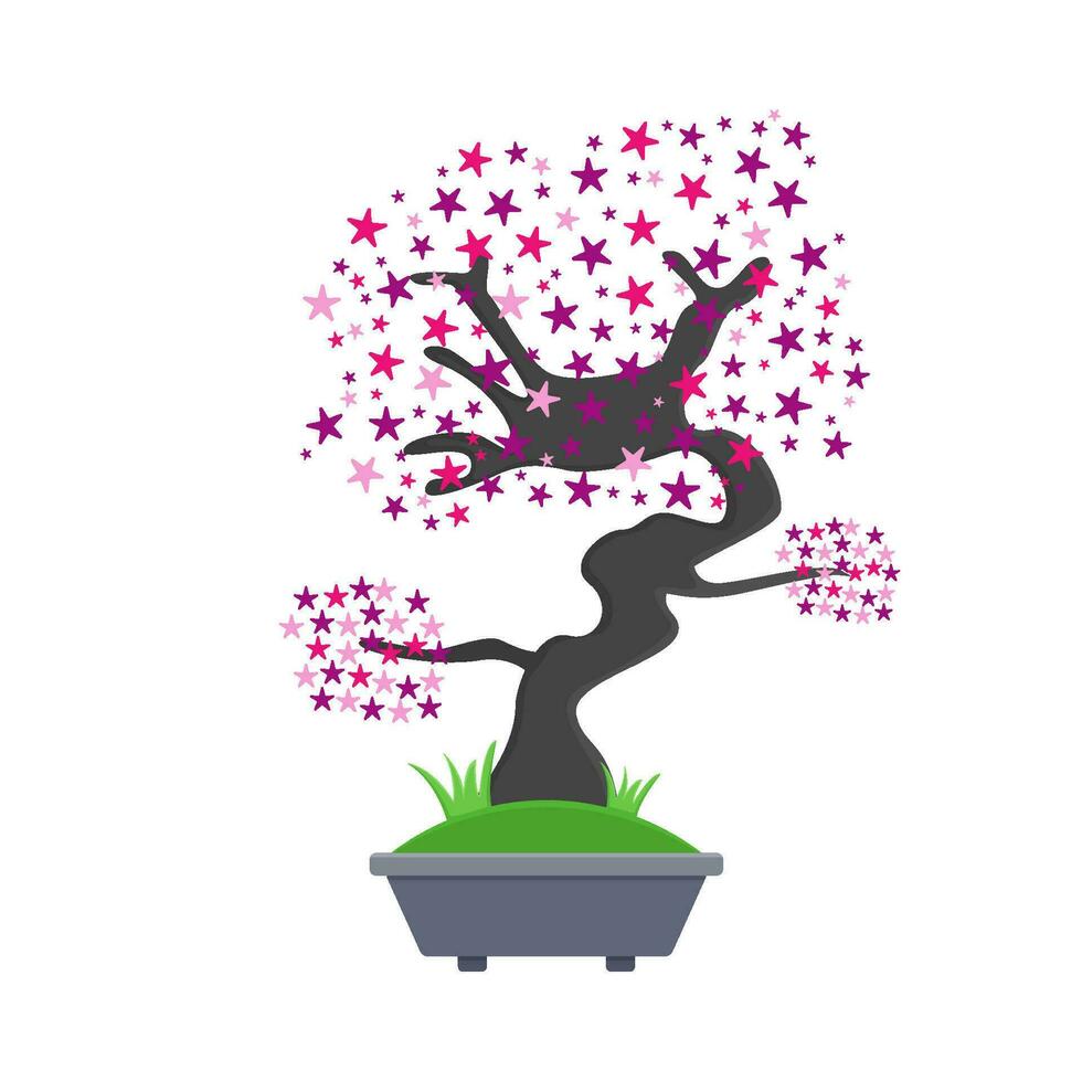 bonsai sakura flor en maceta ilustración vector