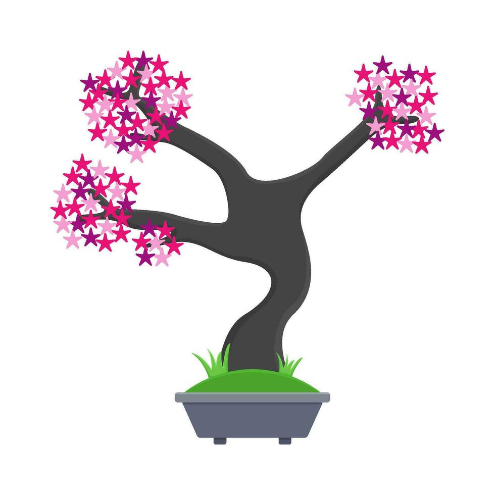 bonsai sakura flor en maceta ilustración vector