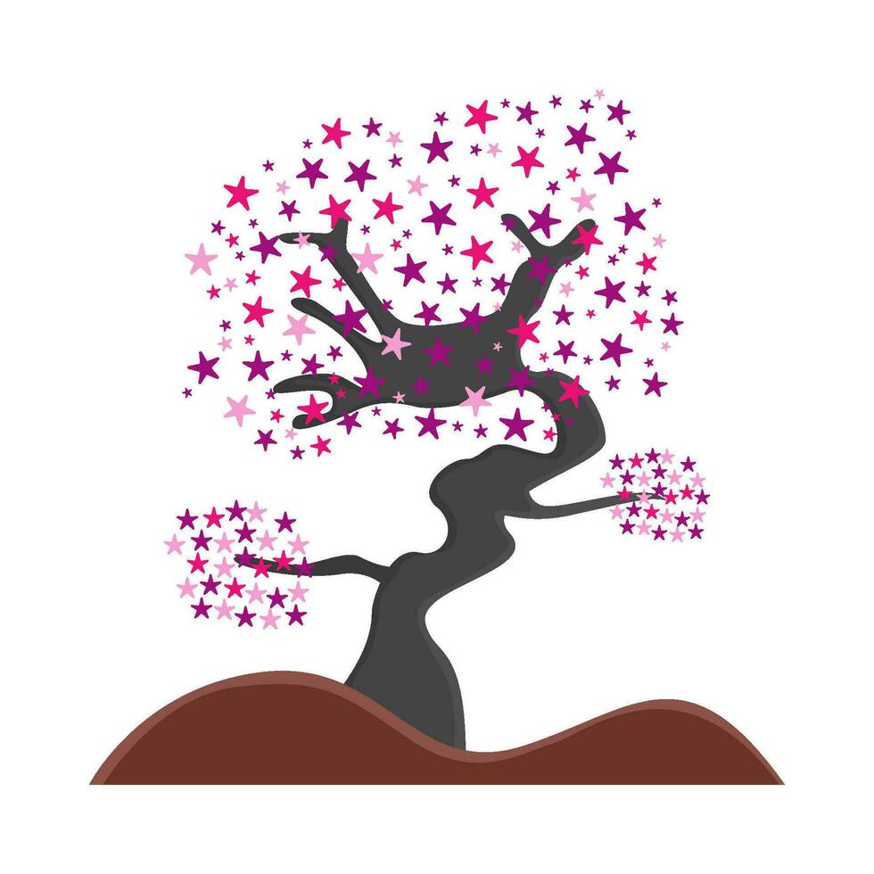 bonsai sakura flor en suelo ilustración vector