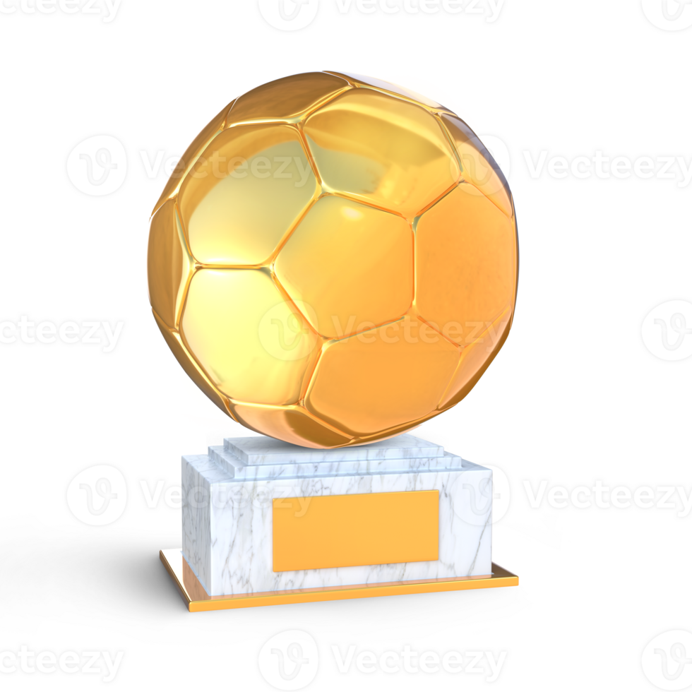 3D Rendering Golden Soccer Ball Trophy png