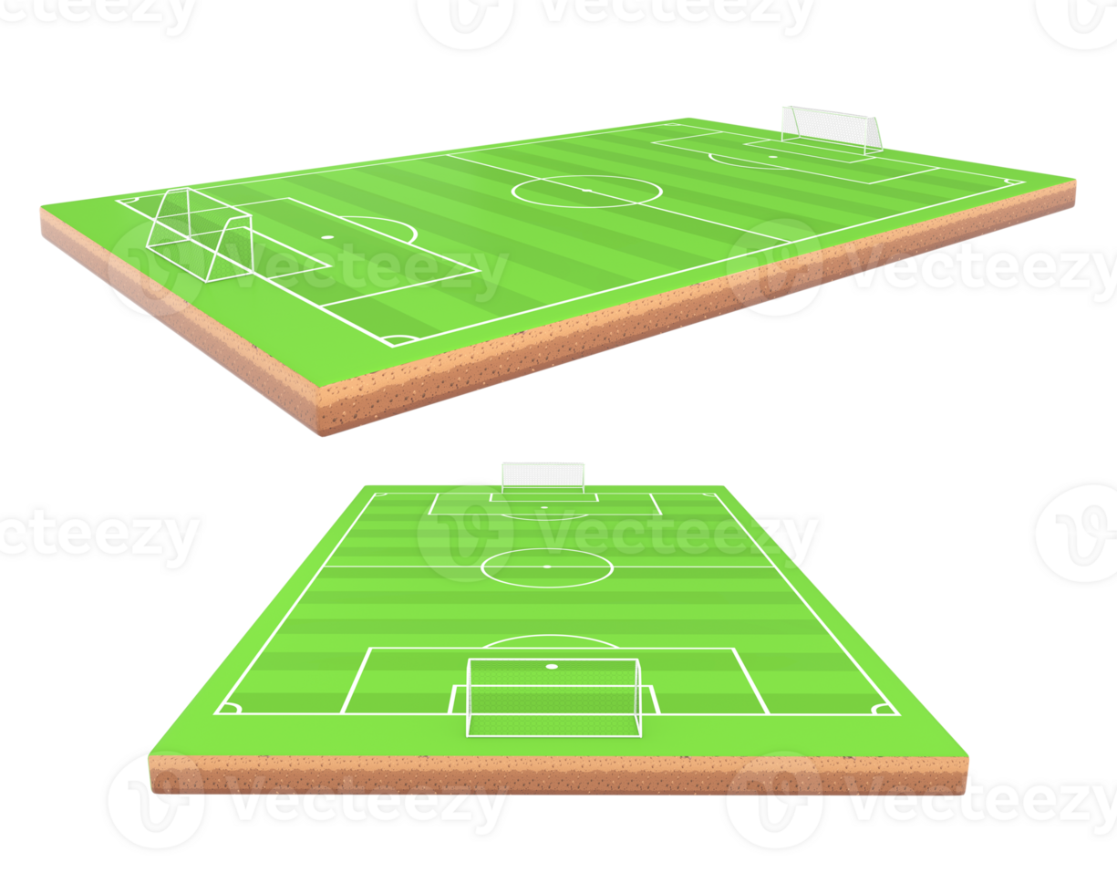 3d tolkning fotboll fält främre och persp sida se png