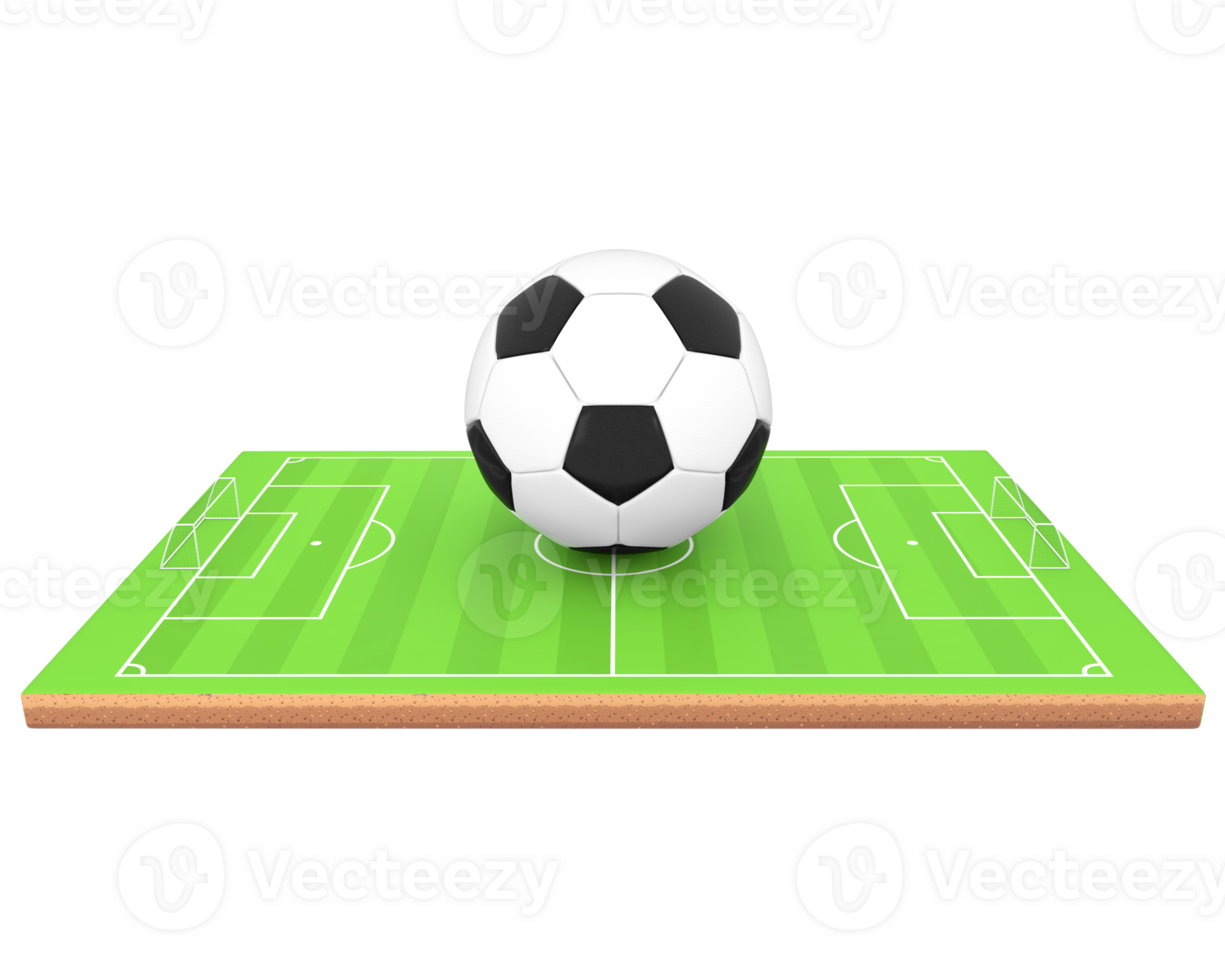 3D Rendering Soccer Ball On Soccer Field Side View png
