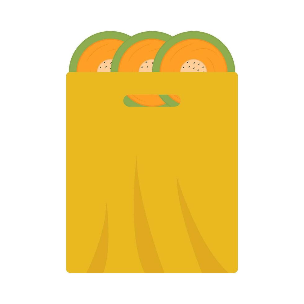 cantaloupe slice in plastic bag illustration vector