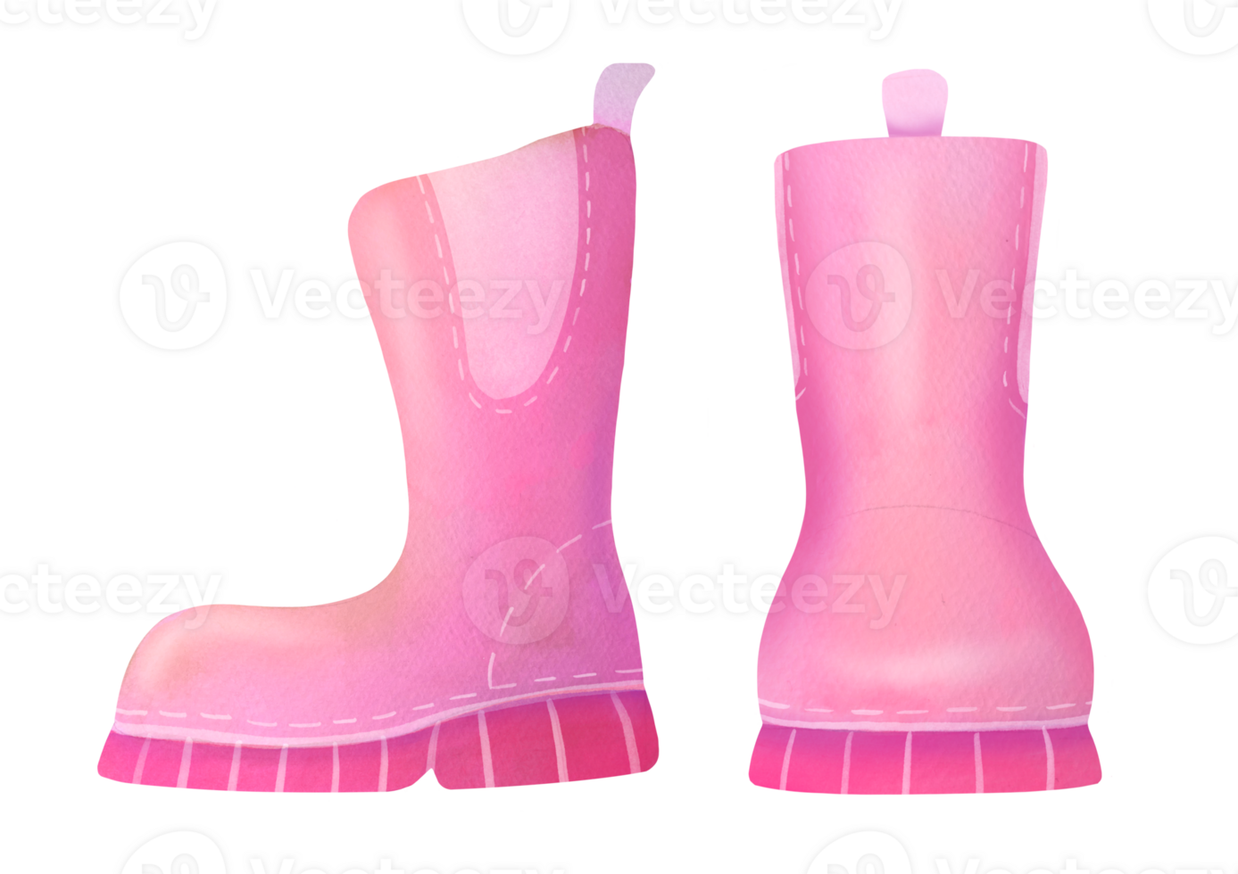 cut out, clip art Hand drawn watercolor pink cute rubber boots for baby girls isolated on transparent background. high clean protecting from moisture, rain, puddles for Gardening, farm. spring, summer png