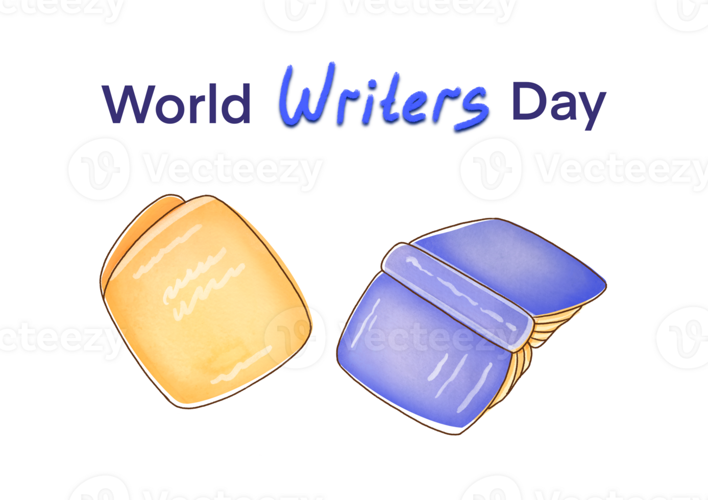 Happy World Writer Day Concept. watercolor illustration for world book day and copyright. March 3rd. writers Professional holiday greeting card, banner. creative job to write literary works, books png