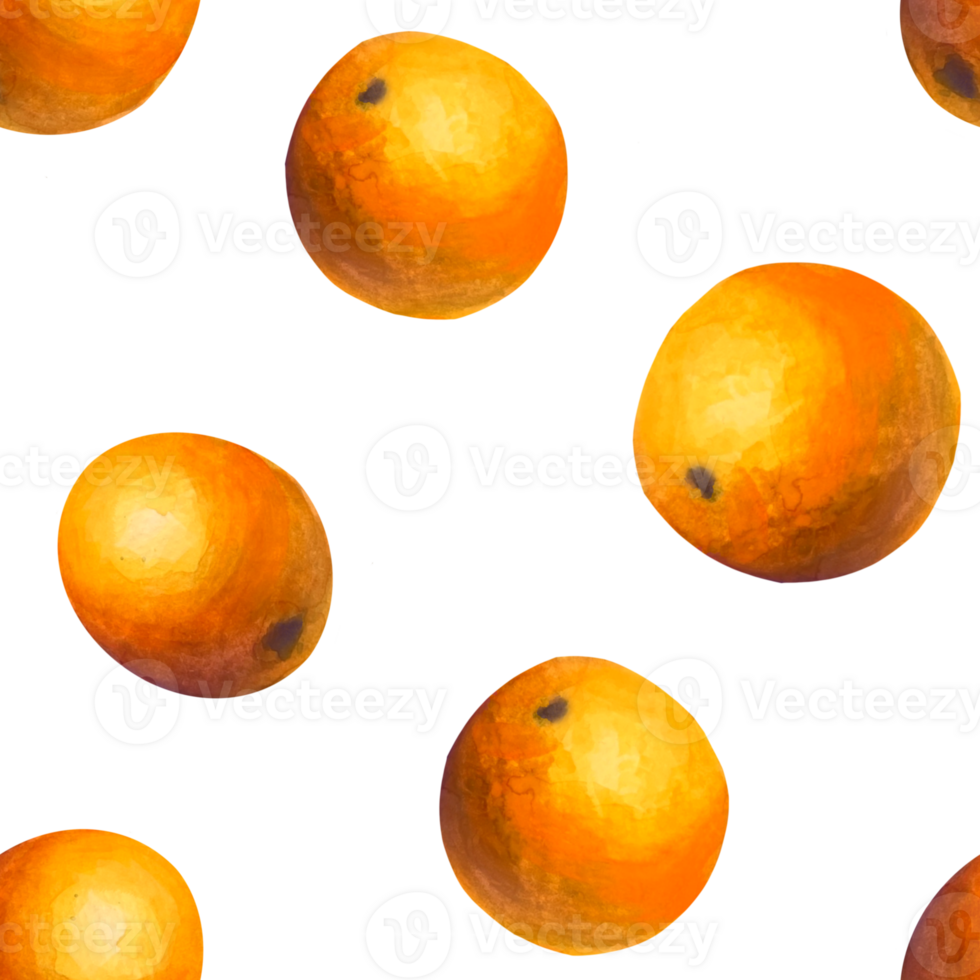 hand drawn Realistic oranges, tangerines seamless pattern on transparent background. picturesque watercolor citrus fruit wallpaper. fresh fruits print design for menu, packaging paper, stationery png
