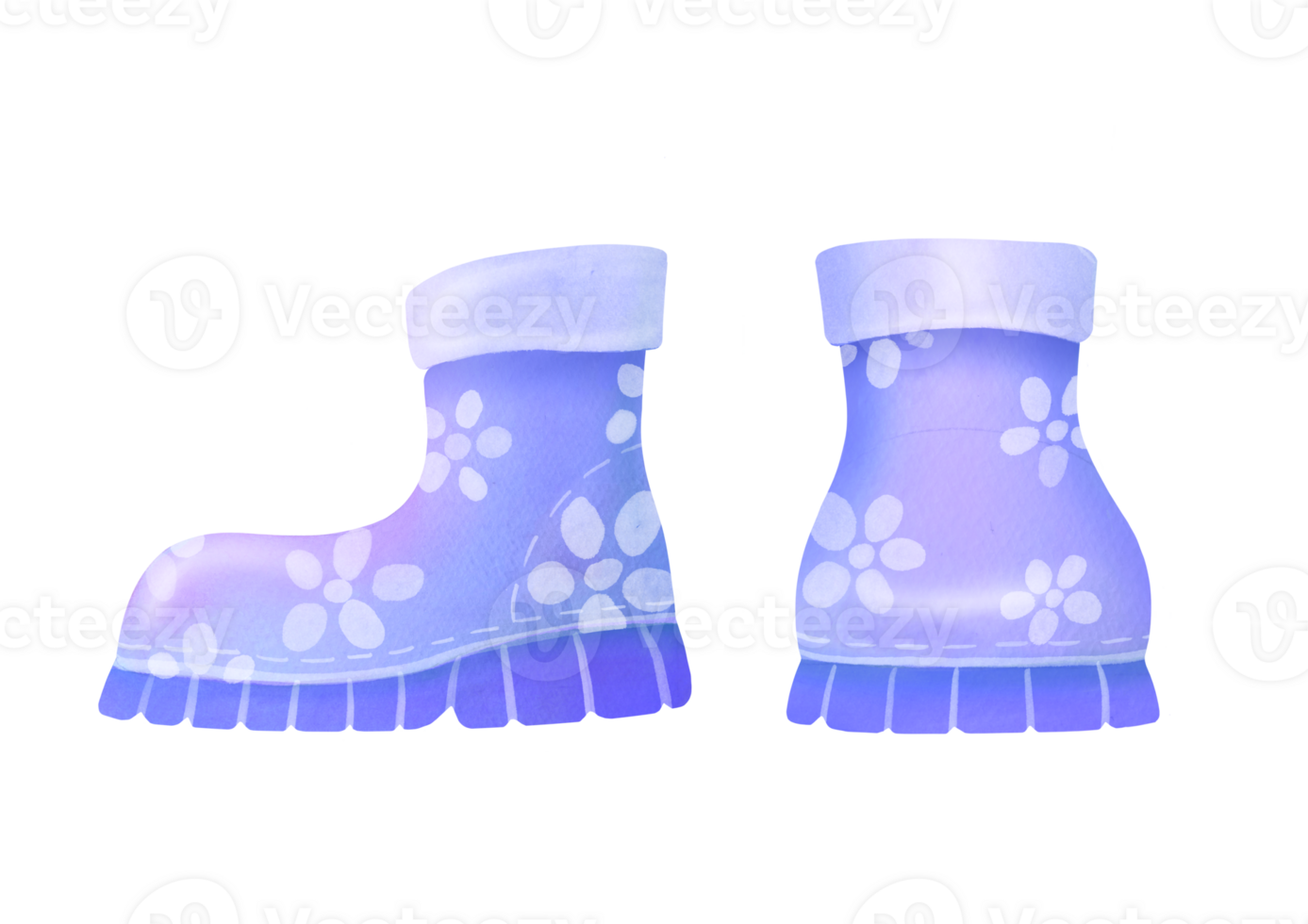 cut out, clip art Hand drawn watercolor purple cute rubber boots for baby on transparent background. clean protecting from moisture, rain, puddles for Gardening, farm. spring, summer, autumn time png