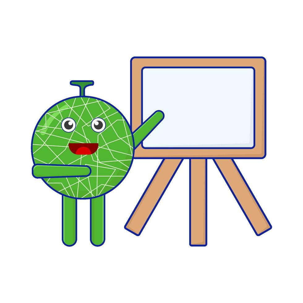 Cantalupo personaje profesor con tablero ilustración vector