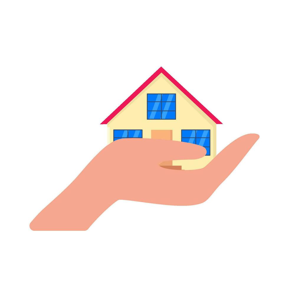 home building in hand illustration vector