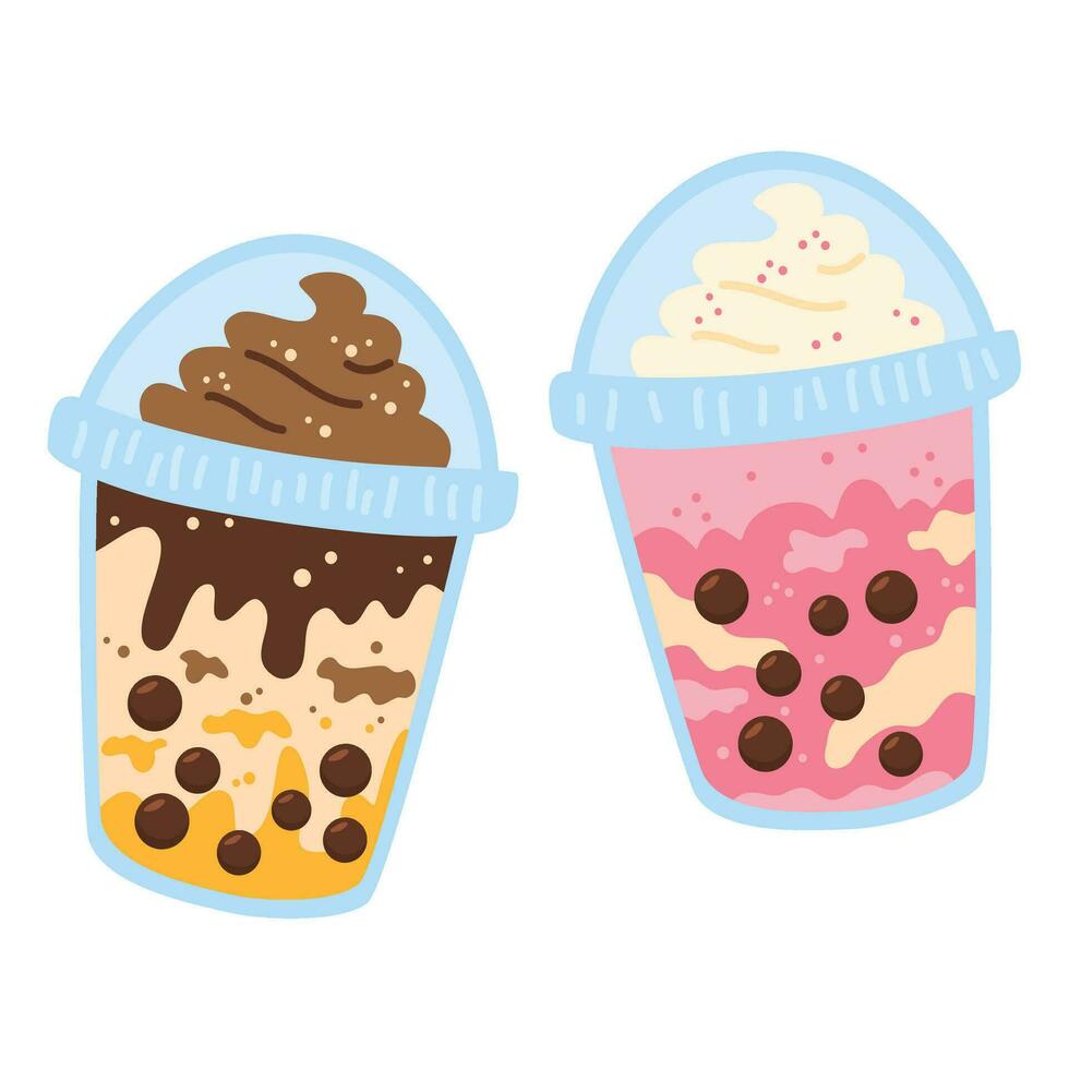 bubble tea variety of sweet and refreshing vector