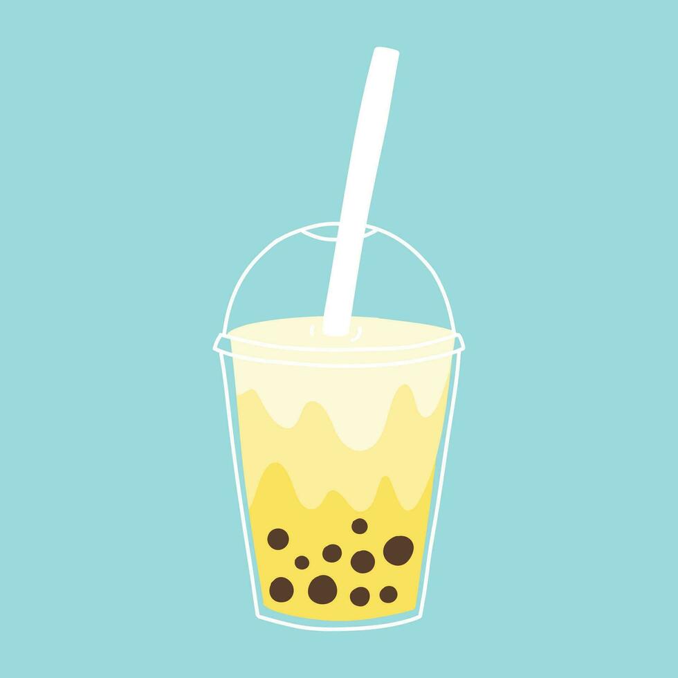 Hand drawn bubble tea isolated. Smoothies, bubble tea, bubble coffee. Vector illustration.