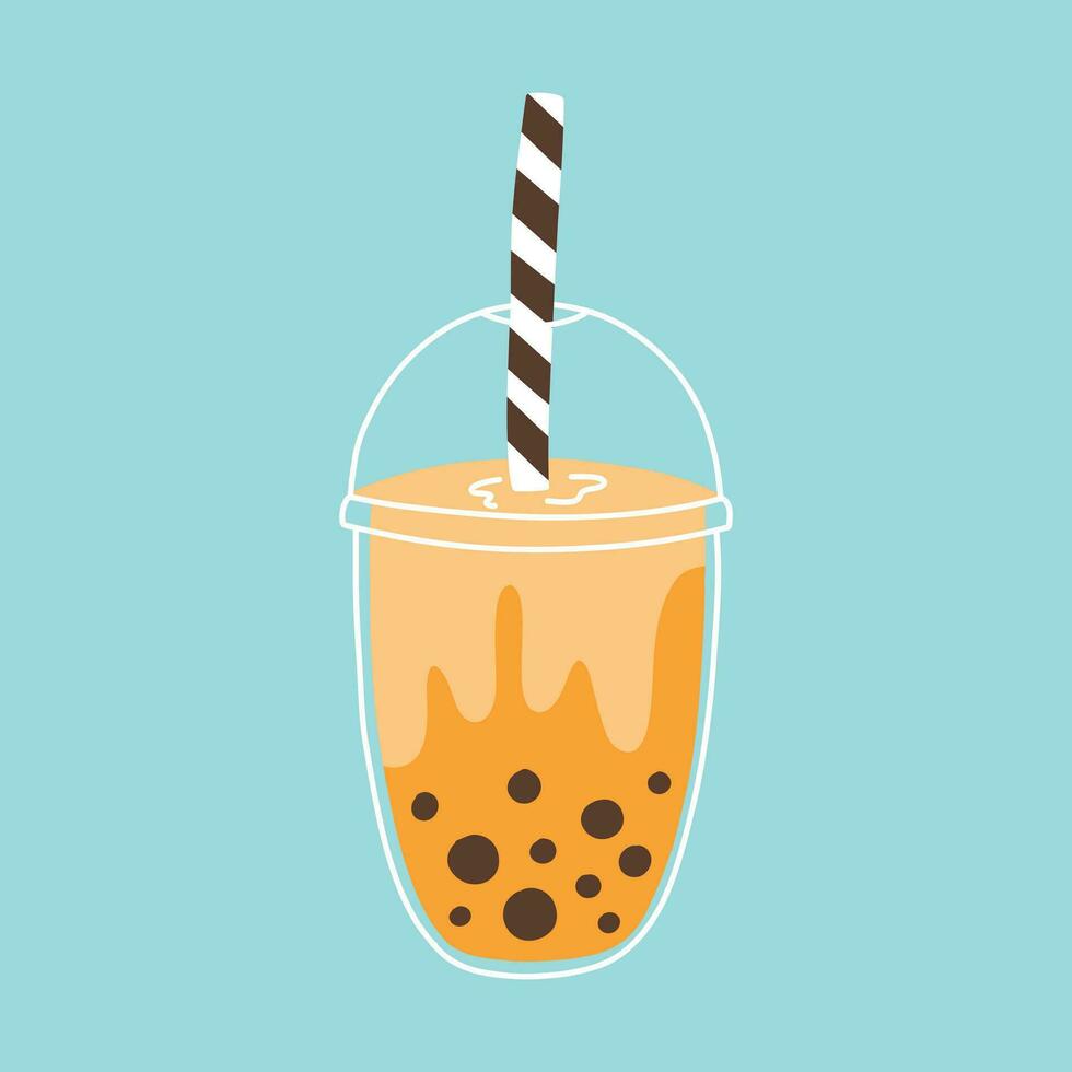 Hand drawn bubble tea isolated. Smoothies, bubble tea, bubble coffee. Vector illustration.