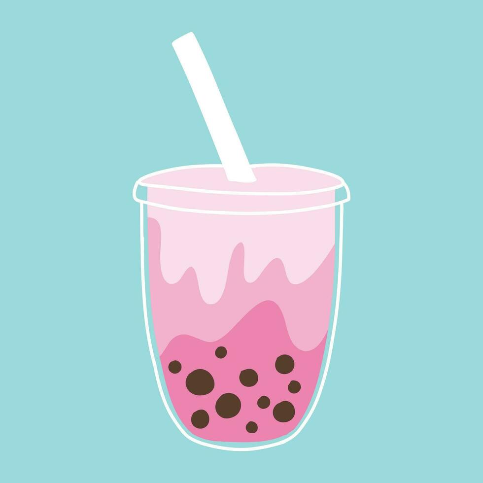 Hand drawn bubble tea isolated. Smoothies, bubble tea, bubble coffee. Vector illustration.