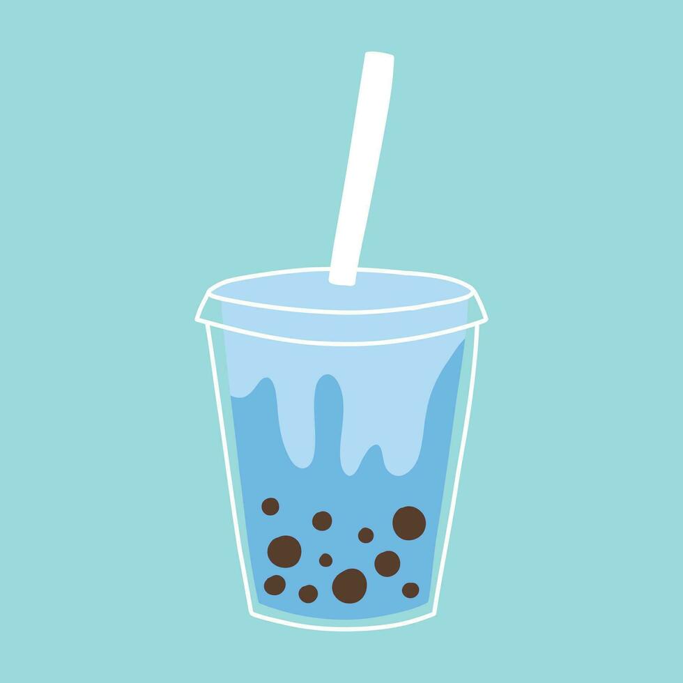 Hand drawn bubble tea isolated. Smoothies, bubble tea, bubble coffee. Vector illustration.