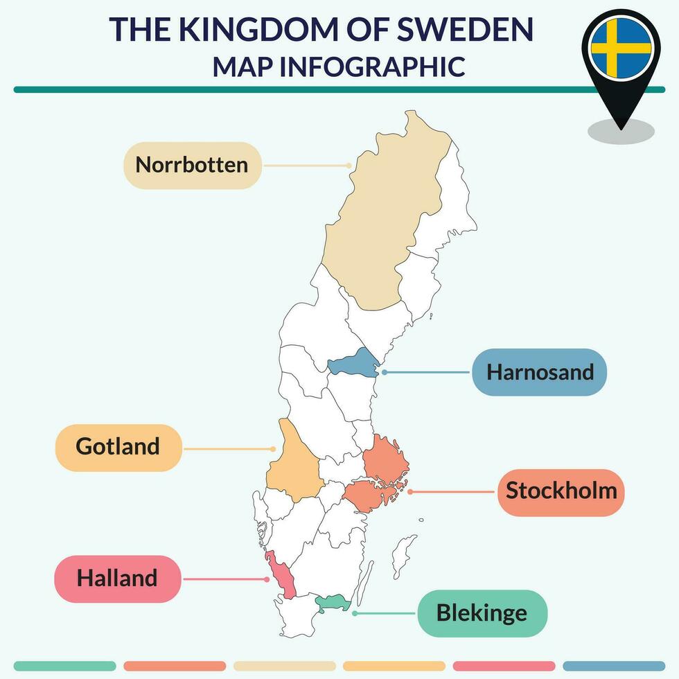 Infographic of Sweden map. Infographic map vector