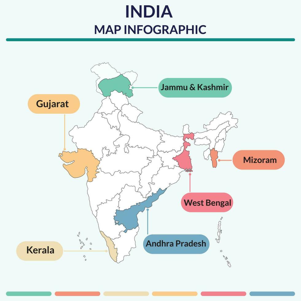 Infographic of India map. Infographic map vector