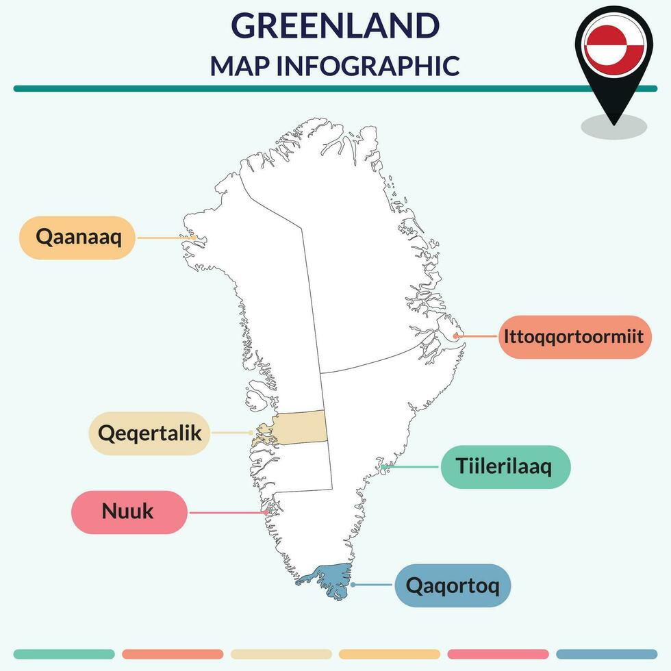 Infographic of Greenland map. Infographic map vector