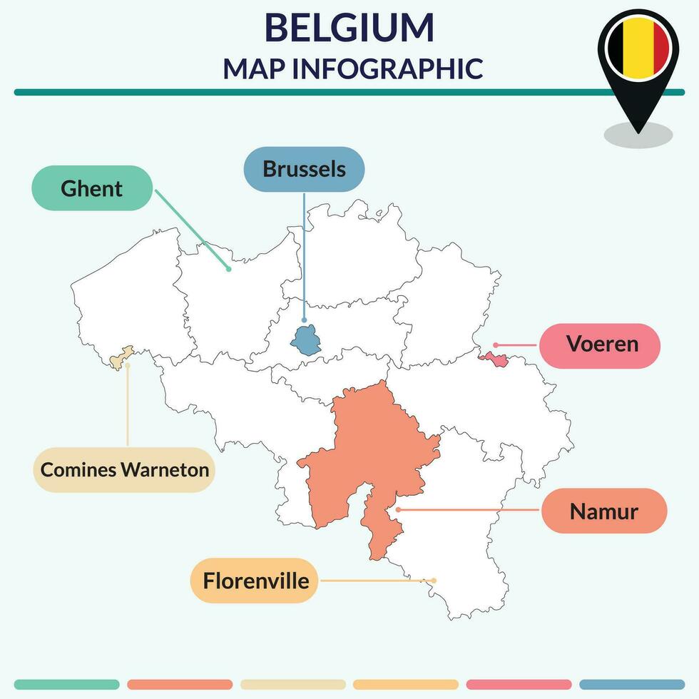 Infographic of Belgium map. Infographic map vector