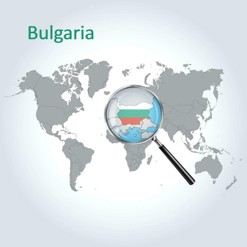 magnificado mapa Bulgaria con el bandera de Bulgaria ampliación de mapas, vector Arte