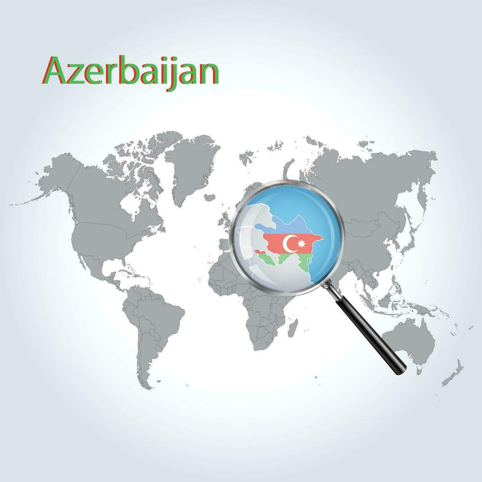 magnificado mapa azerbaiyán con el bandera de azerbaiyán ampliación de mapas, vector Arte