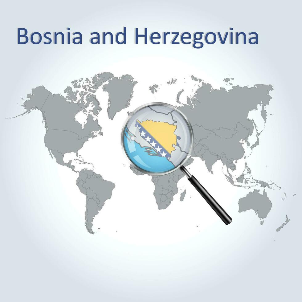 magnificado mapa bosnia y herzegovina con el bandera y ampliación de mapas, vector Arte