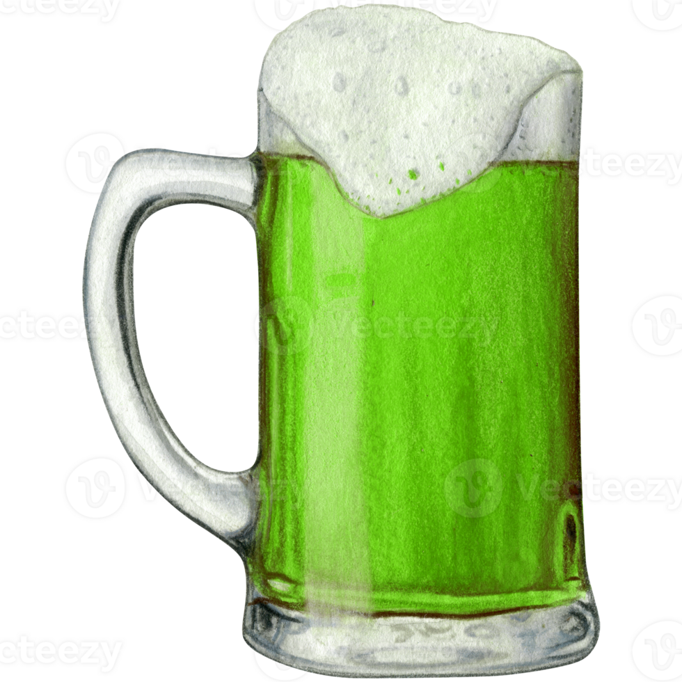 watercolor hand drawn realistic glass of beer png